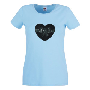 personalised heart and bow design ladies t-shirt